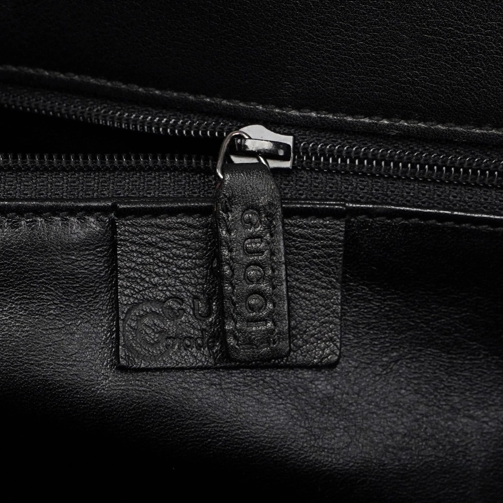 002 1033 Black Leather Bamboo 2-Way Tote Bag