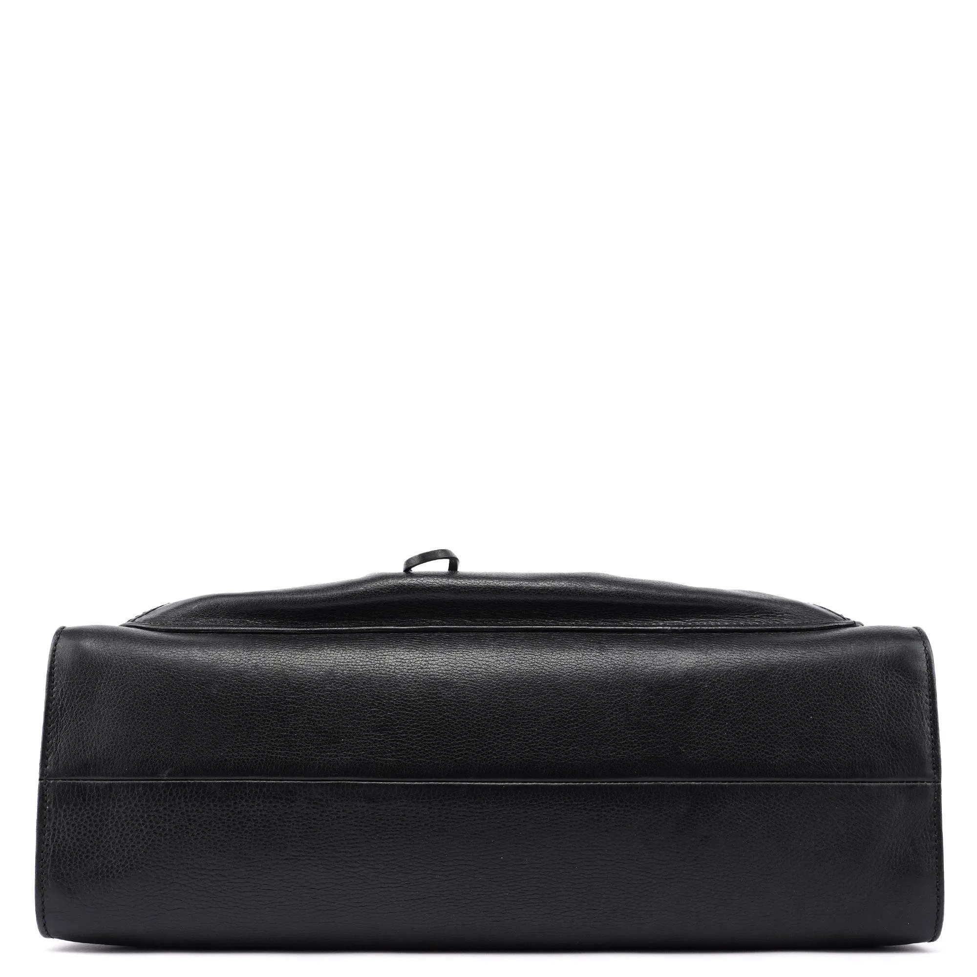 109138 Black Calfskin Bamboo Dual Handle Bag