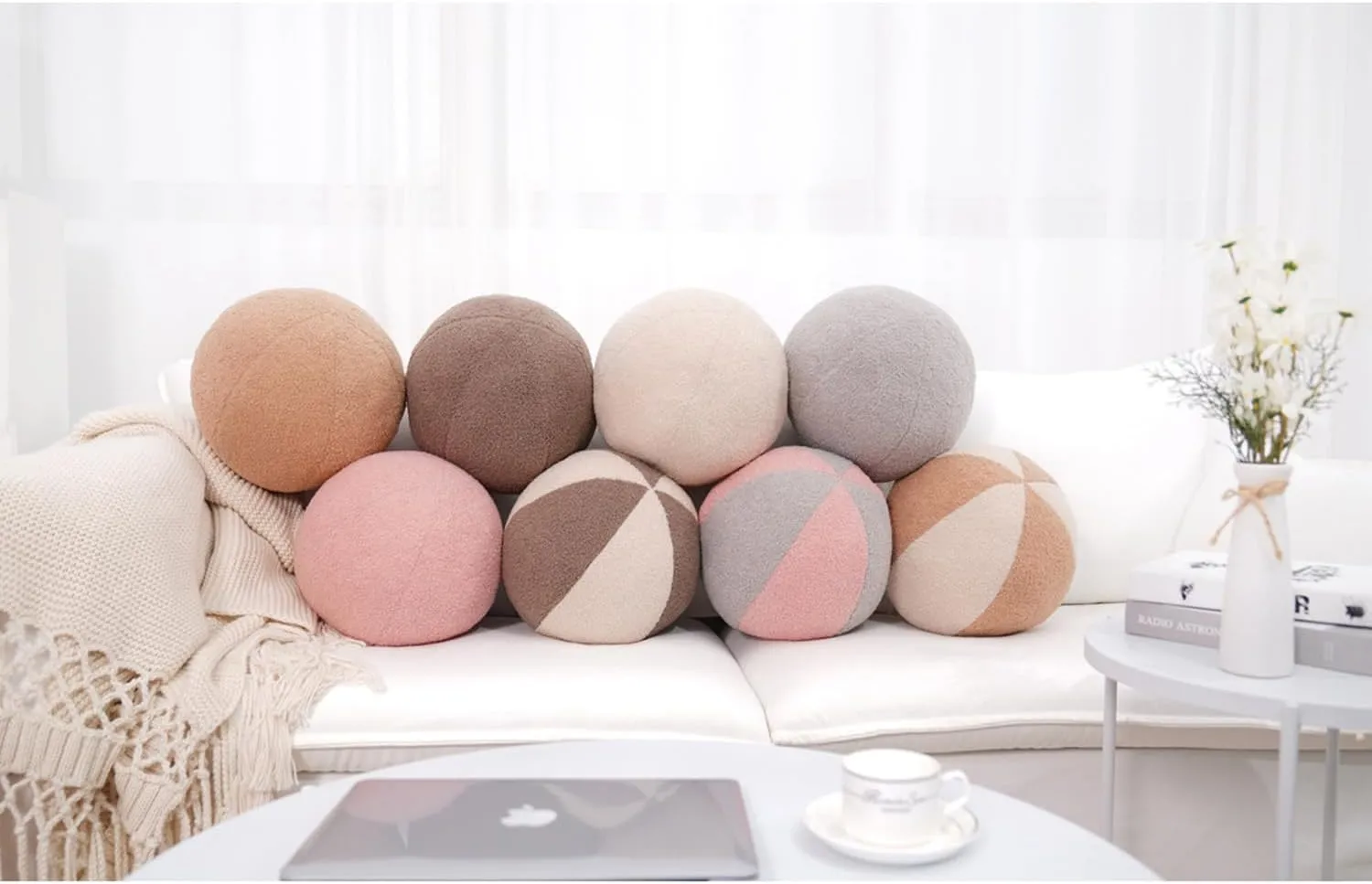 12 Inch Round Hugging Pillow Plush Toy Soft Plushies Throw Pillows Kids' First Ball Plush Toys for Home Decor Or Gift for Kids and Lovers (Brown)