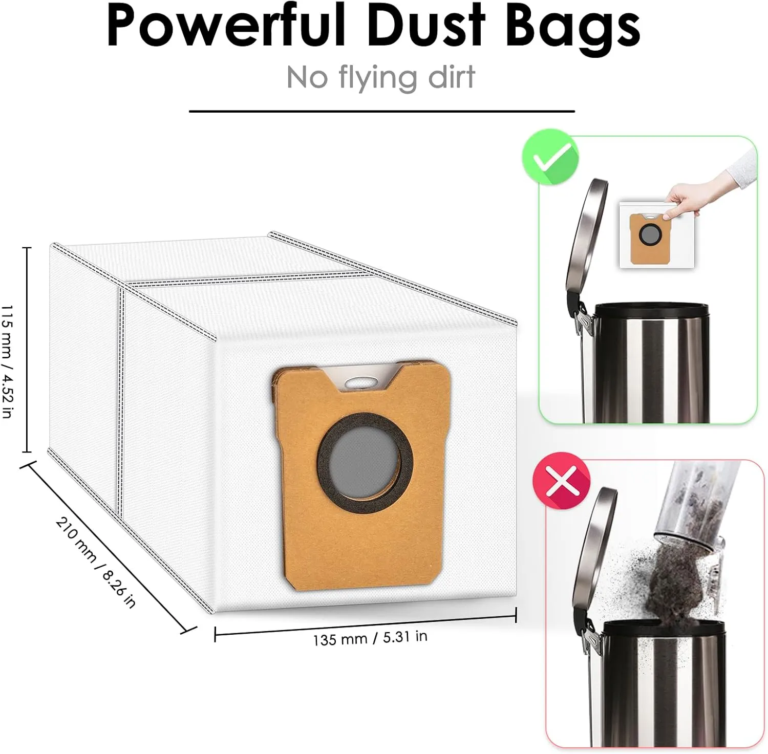 (12 Pack) Omni C20 C10 Replacement Dust Bags Compatible With Eufy Robot Vacuum Omni C20 C10 Robot Vacuum Self-Empty Station, Filter Bags, Disposable Vacuum Bag Accessories, Canister Bags