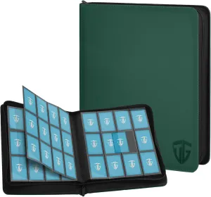 12 Pockets Trading Card Zipper Binder for 720 Cards| Secure Side Loading Pockets | Trading Card Album Folder | Compatible with YuGiOh, MTG (Dark Green 12)