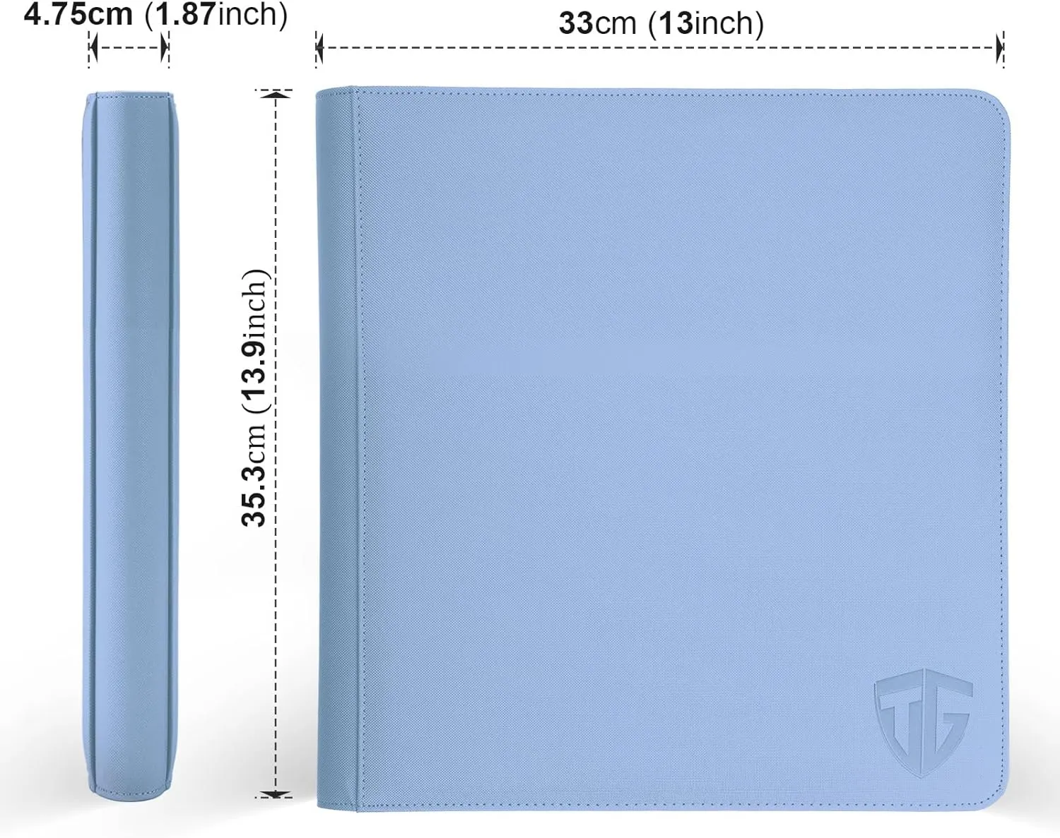 12 Pockets Trading Card Zipper Binder for 720 Cards| Secure Side Loading Pockets | Trading Card Album Folder | Compatible with YuGiOh, MTG,Sports Cards (Blue 12)