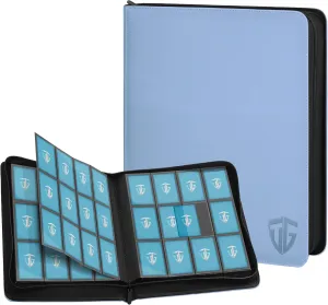 12 Pockets Trading Card Zipper Binder for 720 Cards| Secure Side Loading Pockets | Trading Card Album Folder | Compatible with YuGiOh, MTG,Sports Cards (Blue 12)