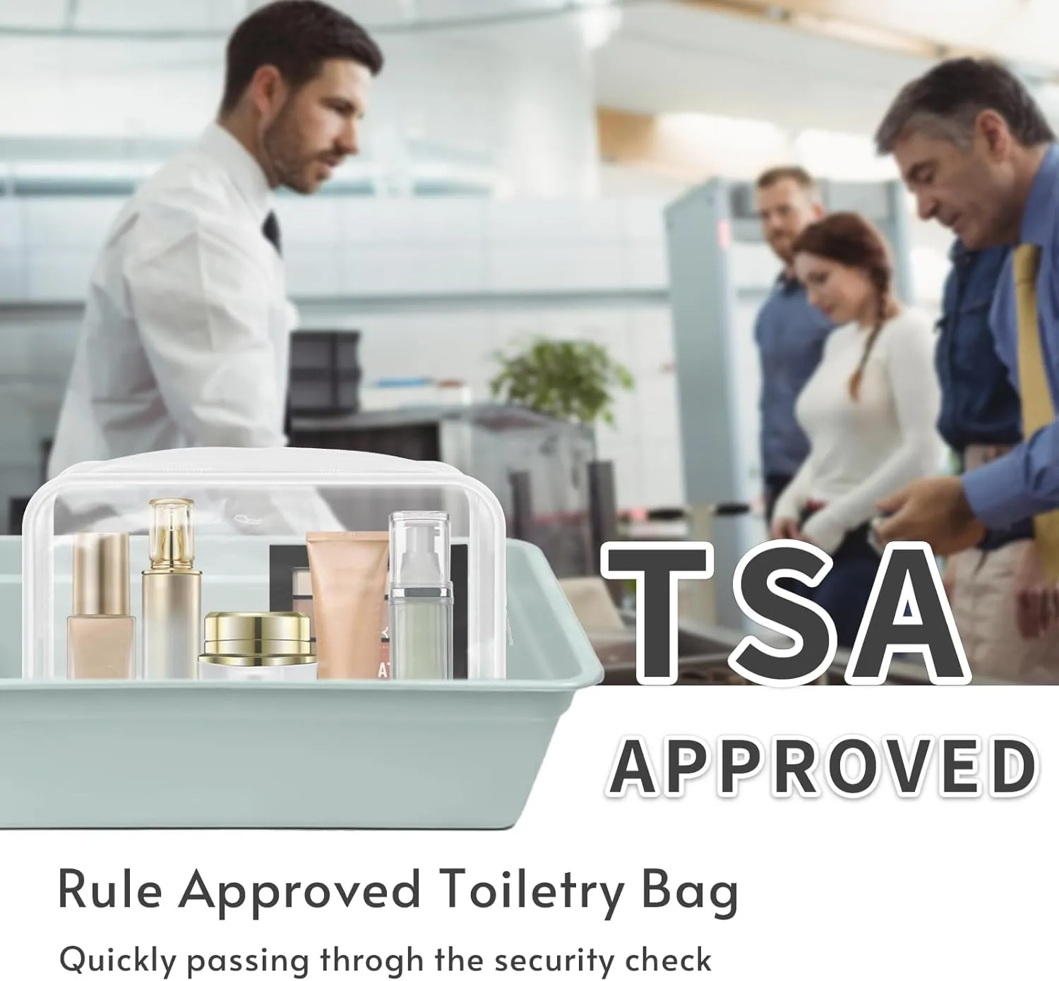 16 Pack Clear Makeup Bags Bulk, TSA Approved Toiletry Bags Travel Pouch, Waterproof PVC Plastic Small Clear Cosmetic Bags with Zipper for Organizing (White Border)