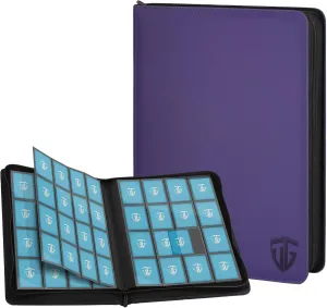 16 Pockets Trading Card Zipper Binder for 1000  Cards| Secure Side Loading Pockets | Trading Card Album Folder | Compatible with YuGiOh, MTG,Sports Cards (Purple 16)