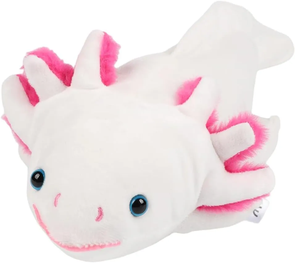 18'' White Axolotl Plush Toy, Realistic Salamander Stuffed Animal with Pink Gills, Soft Cuddly Plushie for Kids & Friends, Cute Birthday Children's Day or Room Decor