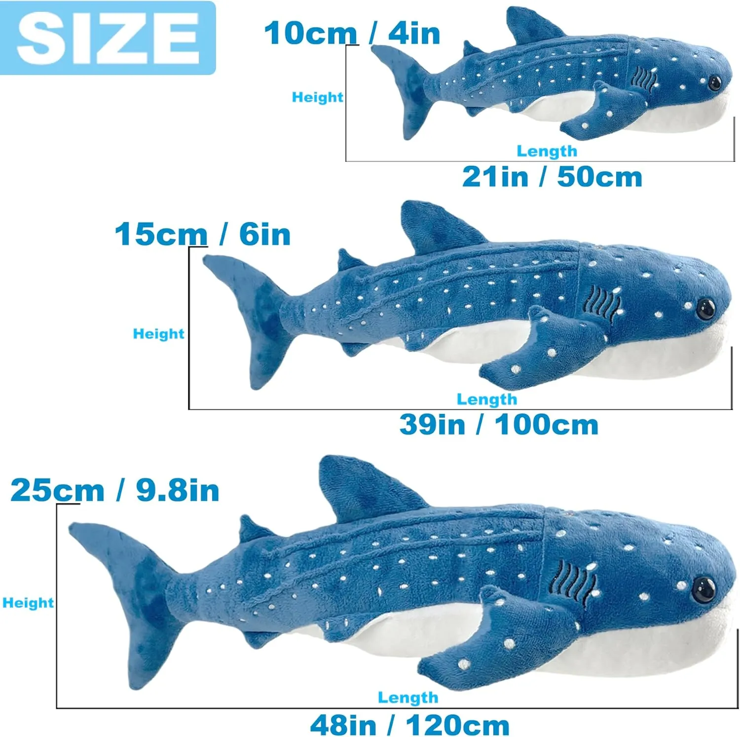 18.5 inch Whale Shark Stuffed Animal Whale Shark Plush Whale Shark Kids Plush Toy Pillows Stuffed Blue Whale Doll