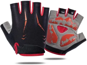 1Pair Cycling Anti Slip Anti Sweat Men Women Half Finger Gloves Breathable Anti Shock Sports Gloves MTB Bike Bicycle Glove,Red,L