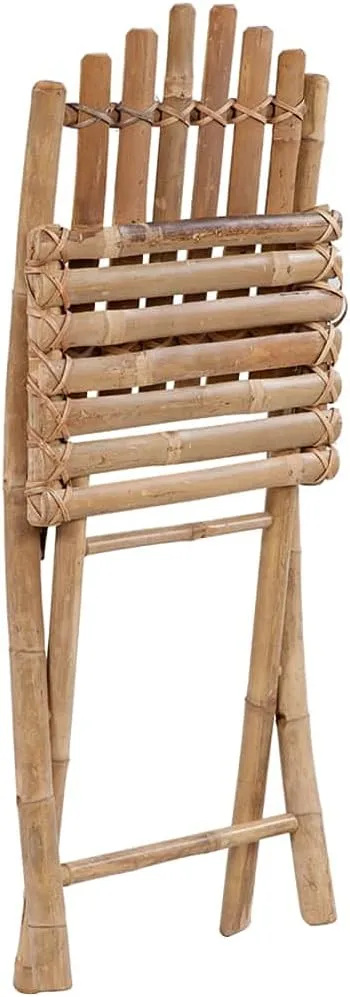 2-Pack Bamboo Folding Patio Chairs with Gray Cushions, Outdoor Dining Chairs Weather-Resistant Foldable Furniture for Garden Poolside Camping