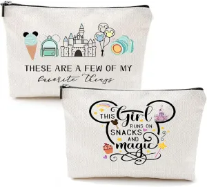 2 Pcs Cartoon Mouse Makeup Bags for Women, Cute Travel Cosmetic Bag, Large Capacity Waterproof Toiletry Bag with Zipper, Birthday Gifts for Her