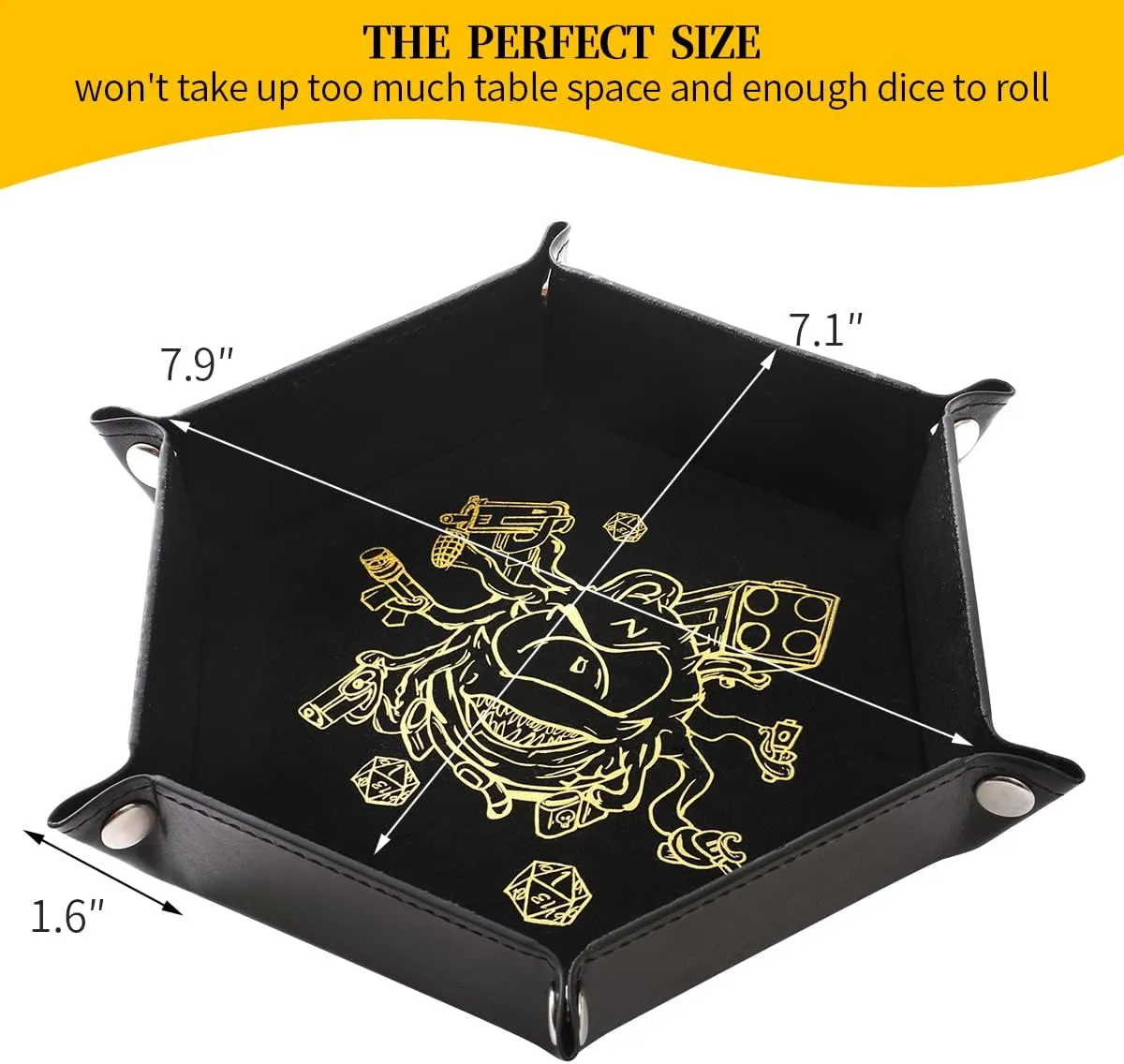2 Pcs Portable Folding Dice Rolling Tray Set for RPG DND Table Games - PU Leather and Velvet Holder Storage Box - Beholder