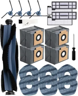 21 PCS Accessories Compatible with Eufy X10 Pro Omni Robotic Vacuum Cleaner:1 Main Brush,4 Sweeping Brushes,4 HEPA Filters,4 Vacuum Bags(Deodorant),6 Mop Pads