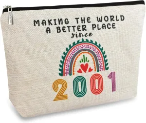 24th Birthday Gifts for Girls Makeup Bags, 2001 Happy 24th Birthday Decorations for Teen Girls, 24 Year Old Girl Birthday Gifts for Daughter, Sister, Granddaughter, Cosmetic Travel Pouch, Christmas
