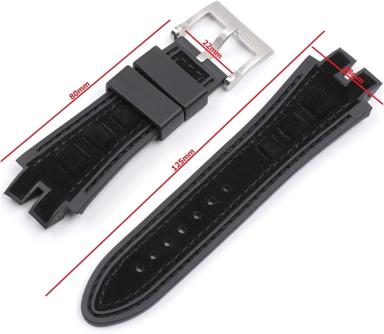 28mm Leather Rubber Silicone Watchband For Roger For Dubuis For EXCALIBUR Series Watch Strap Pin Buckle watch band