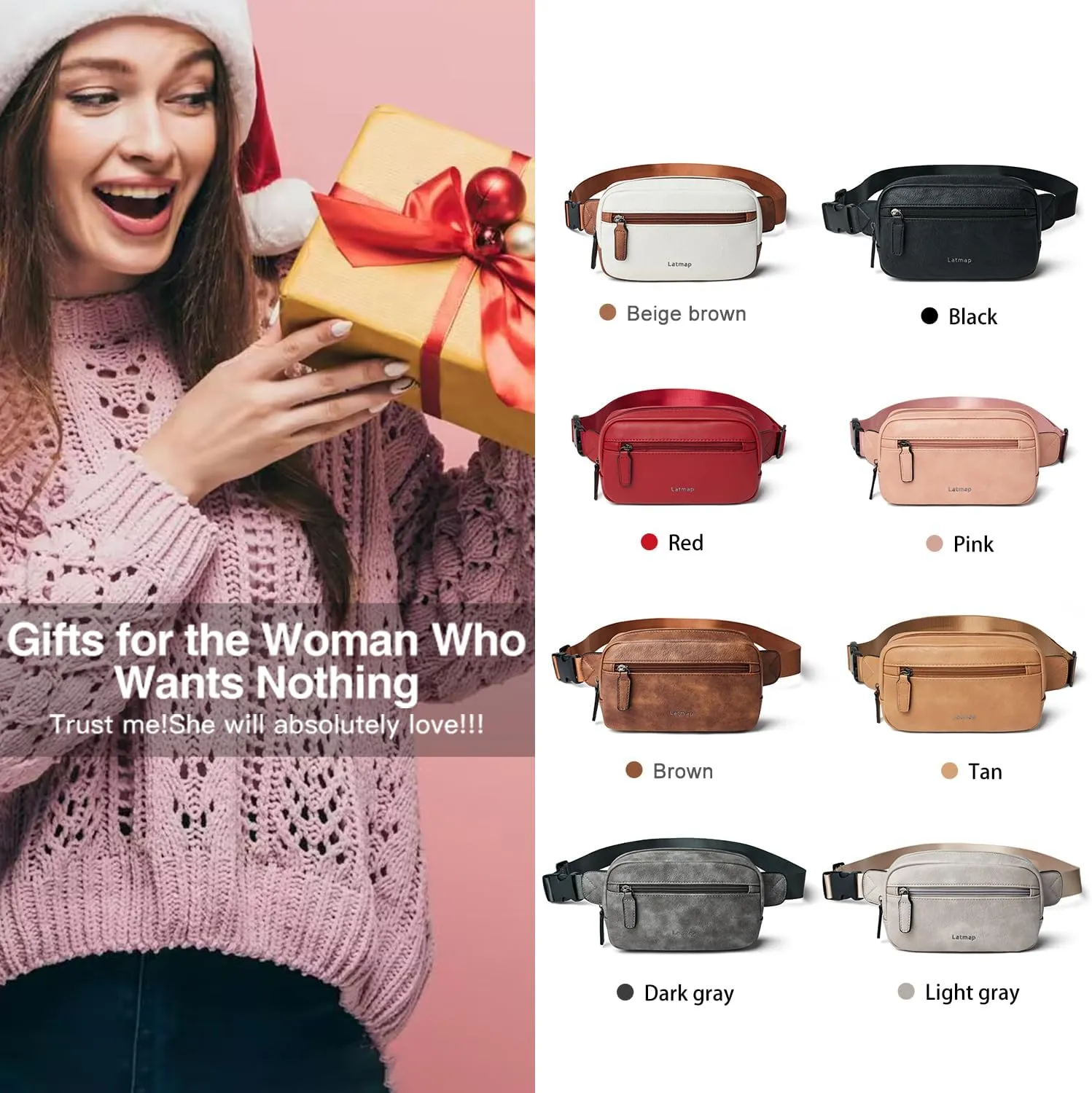 2L Fanny Packs Everywhere Belt Bag Small Fashion Crossbody Waist Pack Faux Leather Waterproof Sling Chest Bag For Women Trendy Beige