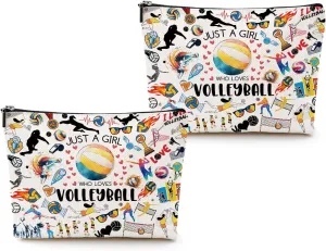 2pcs Volleyball Cosmetic Bag for Women, Volleyball Makeup Bag Pouch Accessories for Players Teams Stuff, Sport Party, Birthday Graduation Gifts for Her Women Friends