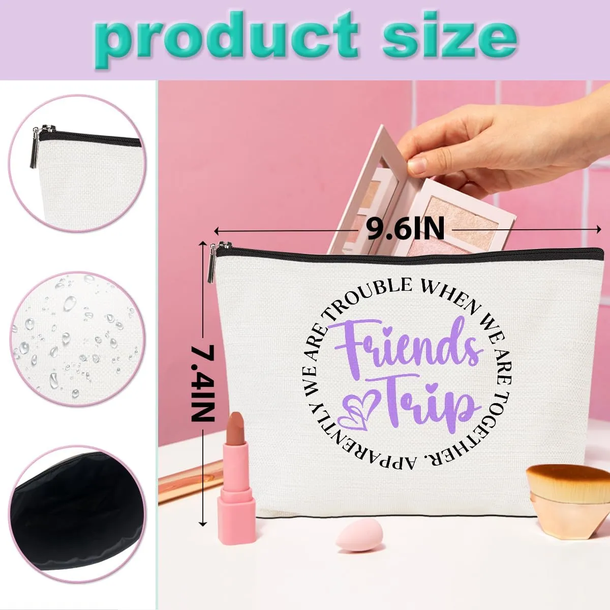 3 Pcs Girls Trip Gifts Girls Weekend 2025 Makeup Bag Friends Trip Gifts Favors Summer Gifts Cosmetic Bag Toiletry Bag Zipper Pouch Weekender Bags for Women Girl Friendship Bachelorette Party Birthday
