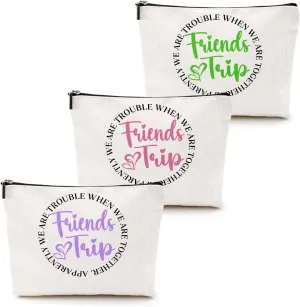 3 Pcs Girls Trip Gifts Girls Weekend 2025 Makeup Bag Friends Trip Gifts Favors Summer Gifts Cosmetic Bag Toiletry Bag Zipper Pouch Weekender Bags for Women Girl Friendship Bachelorette Party Birthday