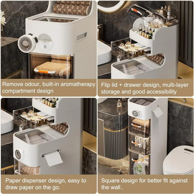 4 Layer Bathroom Floor Cabinet with Drawers