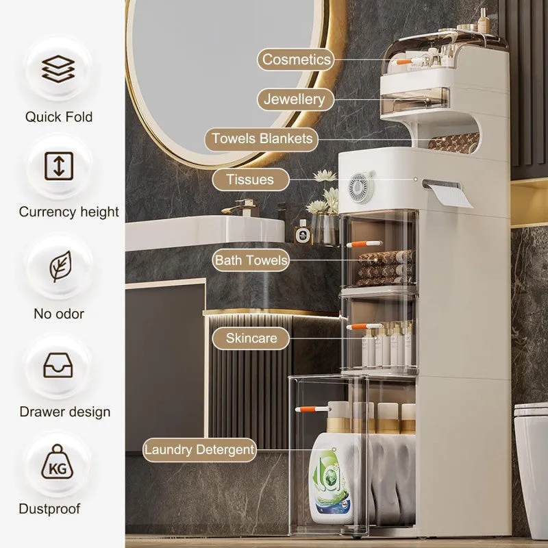 4 Layer Bathroom Floor Cabinet with Drawers