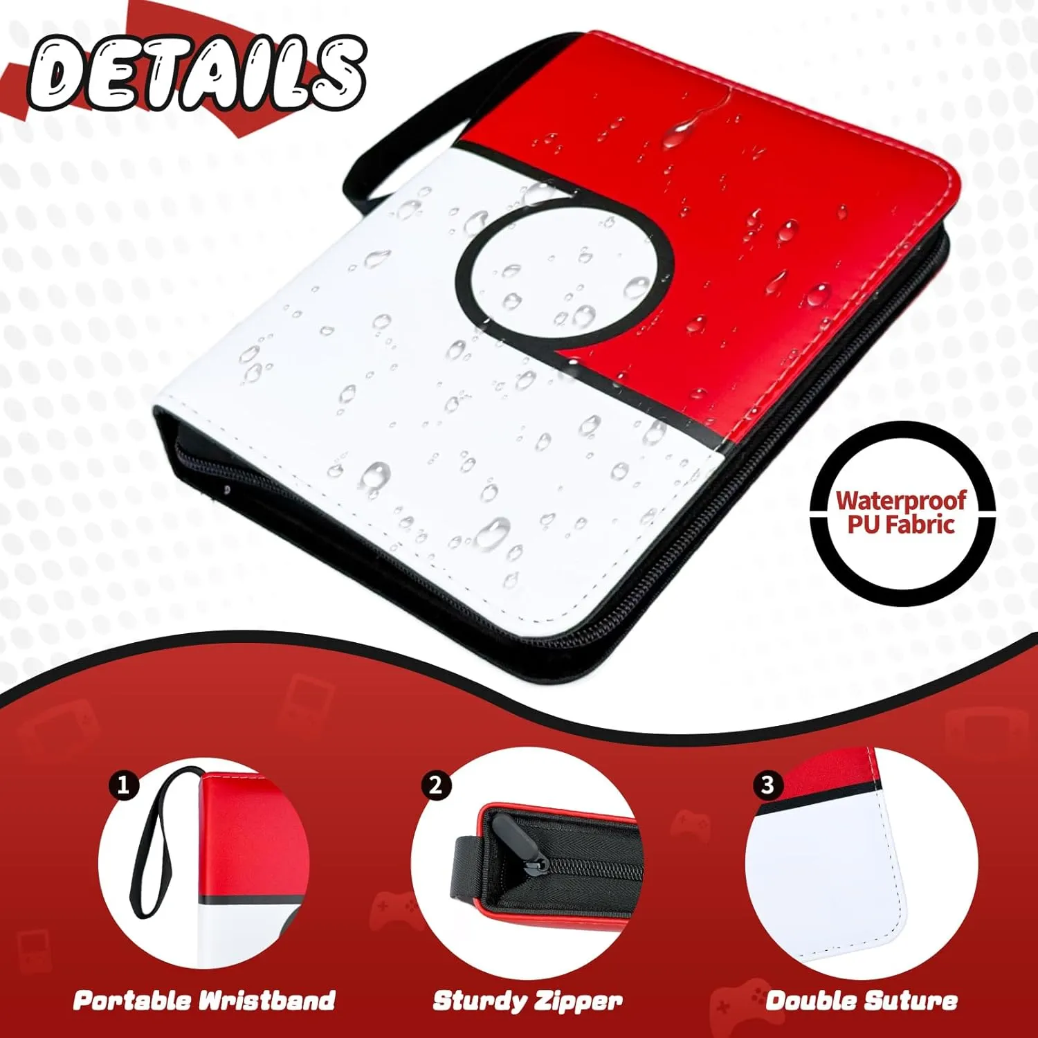 4 Pocket Card Binder, 440 Pockets Trading Card Binder with 3-Ring Zipper Trading Card Holder,55-Page Double-Sided Storage Collection Book for Collectible or Trading Card Protective Folder Album