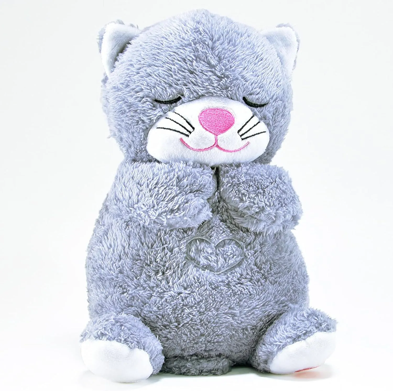 45238 - Soft Toy cat That Breathes to Fall Asleep, Size Approx. 26 cm, with Breathing Movements and Light Function at The Touch of a Button, with Sleep Music