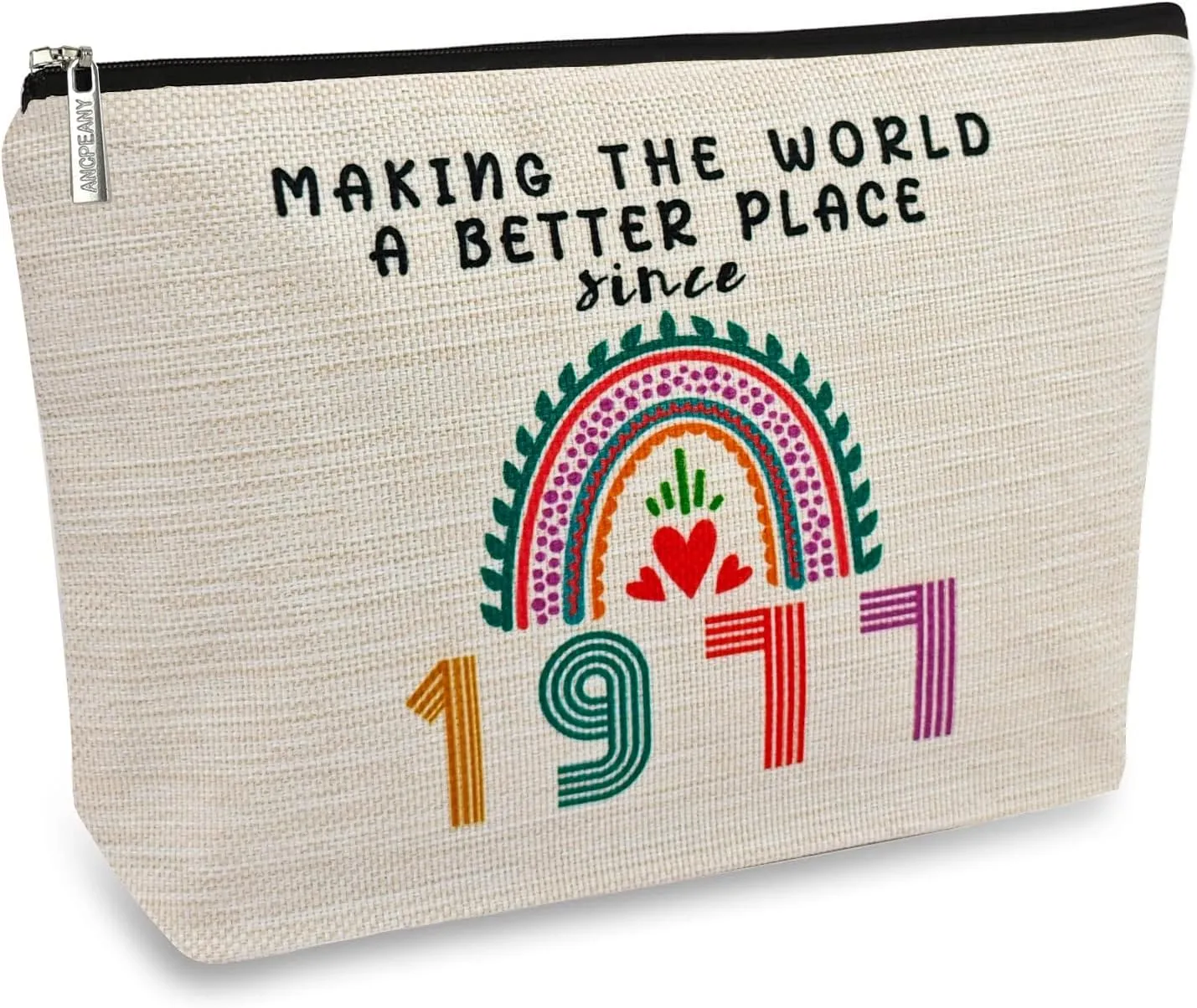 48th Birthday Gifts for Her Women, Happy 1977 48th Birthday Decorations Makeup Bag, Anniversary 48 Year Old Gift Ideas for Wife, Sister, Mom, Aunt, Cosmetic Travel Pouch for Mothers Day, Christmas