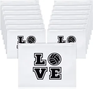 50 Pcs Volleyball Pouch Small Makeup Bag Love Pattern Waterproof Cosmetic Bags Eva Matte Volleyball Pencil Case Portable Storage Case Travel Toiletry Bag with Zippers for Women Girls (8 x 6 inch)
