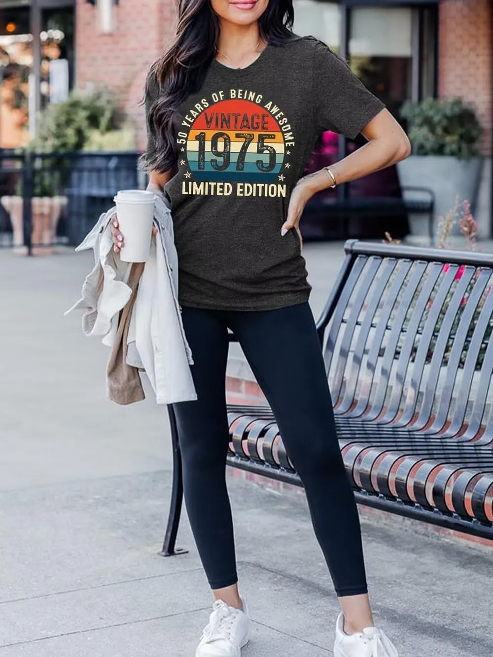 50th Birthday Gift Shirts Vintage 1975 Original Parts Tshirt for Women Letter Print Retro Birthday Casual Tee Tops