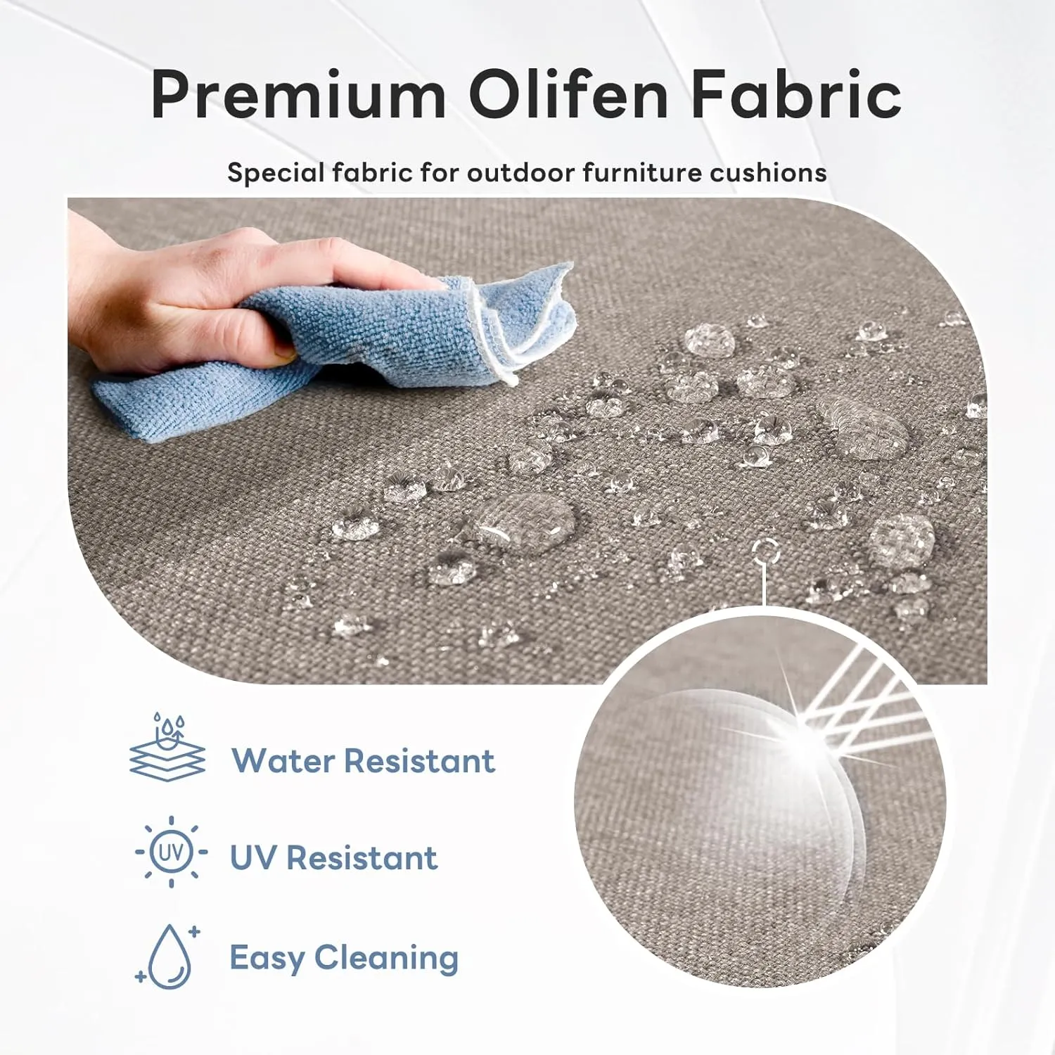 6" Thicker Outdoor Chair Cushion 2 Sets - 24" *24" *6" Waterproof Patio Furniture Cushions with Removable Cover, 28D High Density Sponge Filling Thicken Outdoor Patio Cushions - Grey