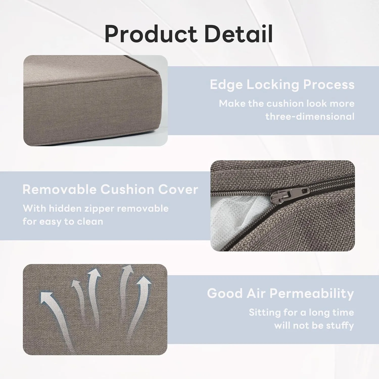 6" Thicker Outdoor Chair Cushion 2 Sets - 24" *24" *6" Waterproof Patio Furniture Cushions with Removable Cover, 28D High Density Sponge Filling Thicken Outdoor Patio Cushions - Grey