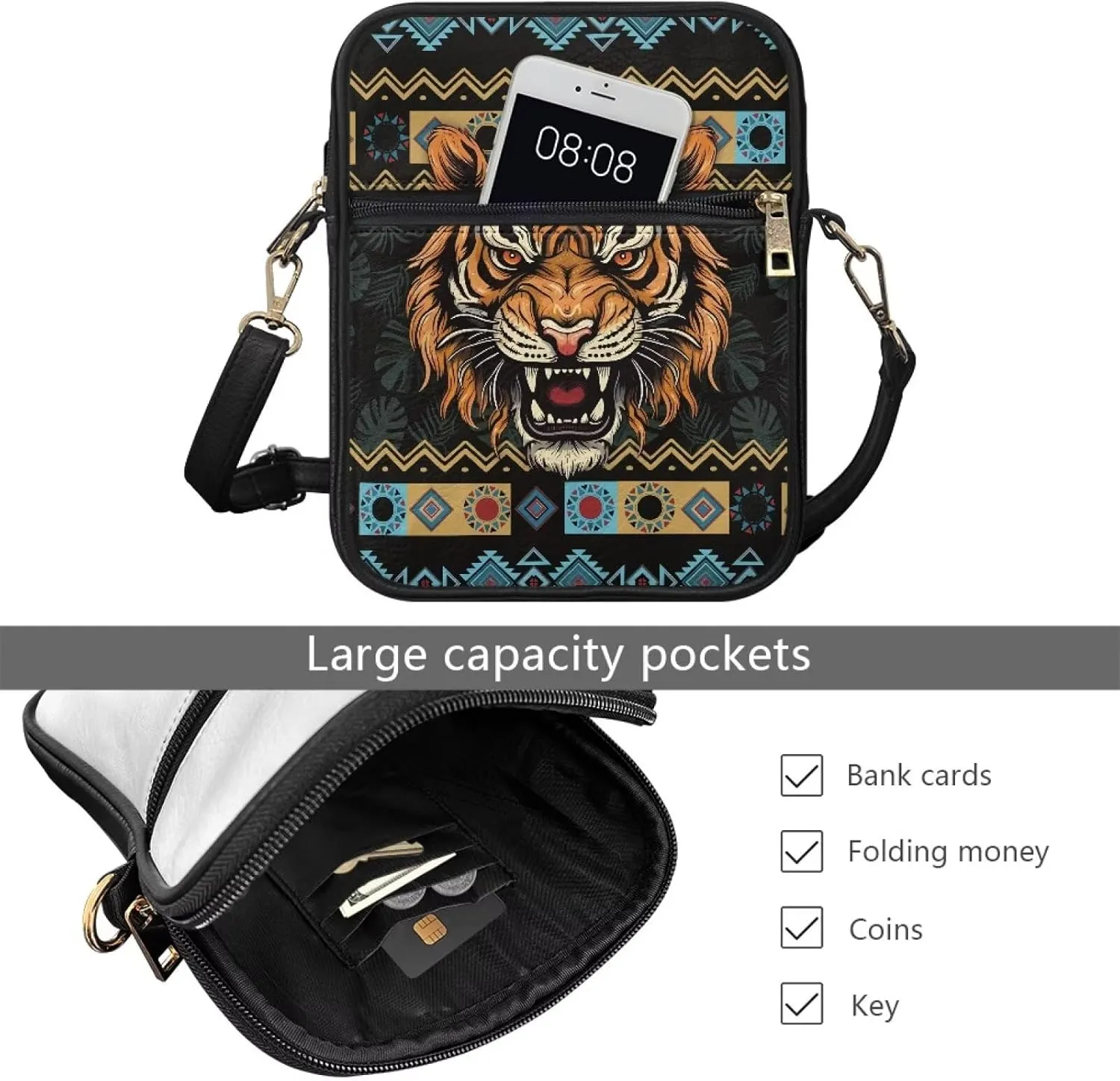 9.5 inch Leather Messenger Bag Sling Bag Crossbody Shoulder Bags for Travel Work Business Men Women