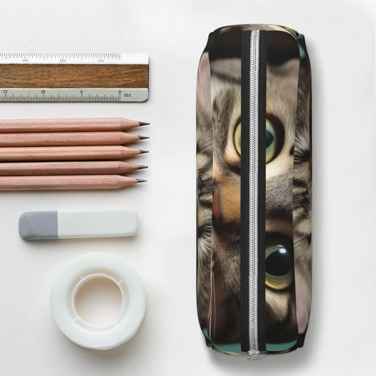 A curious cat Makeup Bag for Women Men Travel Toiletry Bag Aesthetic Purse Pouch Large Pencil Case