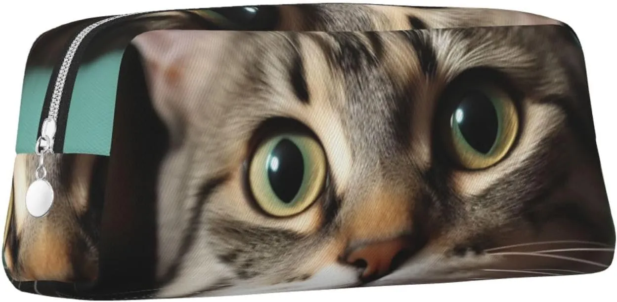 A curious cat Makeup Bag for Women Men Travel Toiletry Bag Aesthetic Purse Pouch Large Pencil Case