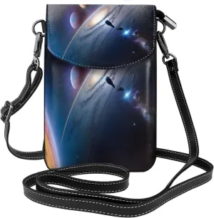 A Fascinating Universe Crossbody Bag, Leather Crossbody Flap Mobile Phone Bag.* Fashion Tassel Wallet Designed For Women.