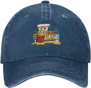 A Group of Interesting Fast Food Characters Baseball Cap for Men Women Adjustable Vintage Washed Cotton Dad Hat