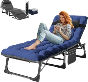 ABORON Folding Camping Cot for Adults, Heavy Duty 3-in-1 Bed for Guest Sleeping, Adjustable Double-Layer 1200D with Mattress & Carrying Bag for Home, Office, Vacation, Hospital Use