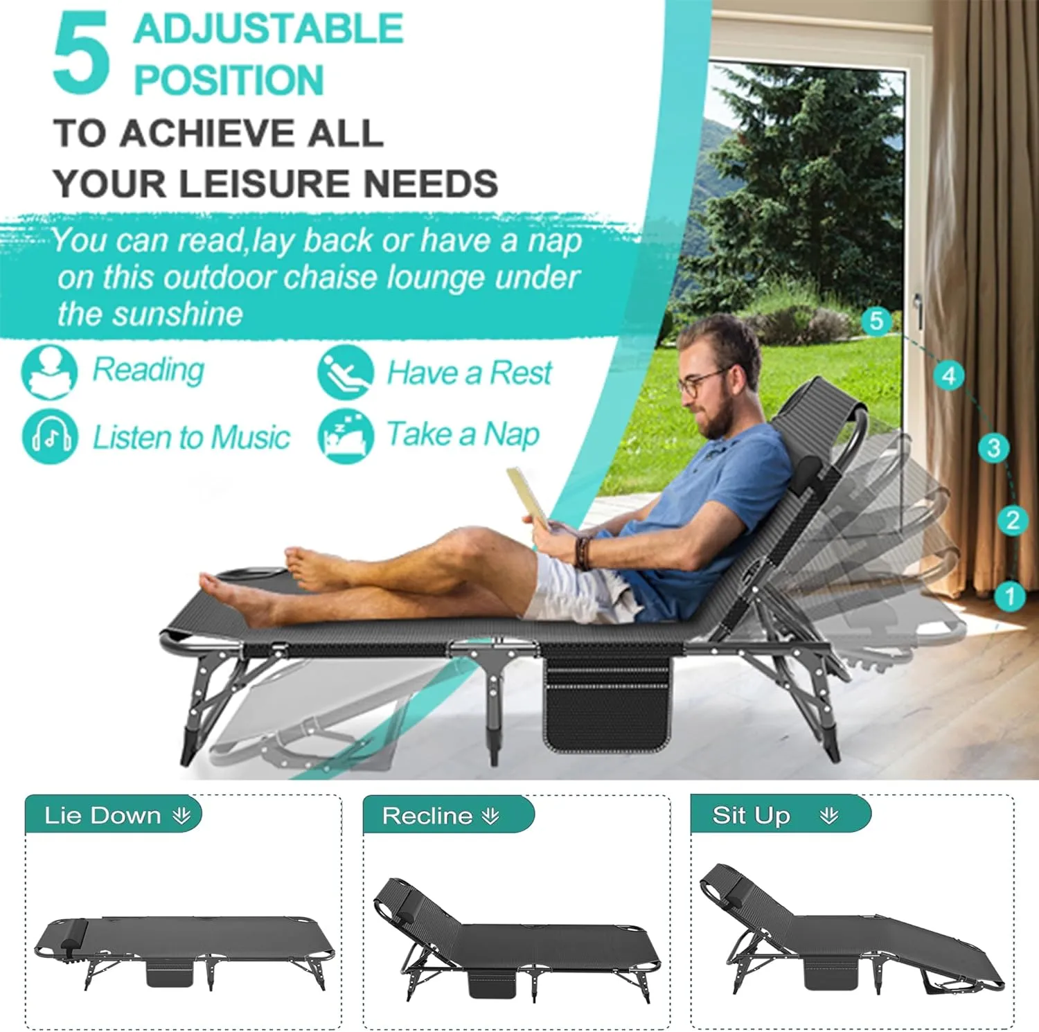 ABORON Folding Camping Cot for Adults, Heavy Duty 3-in-1 Bed for Guest Sleeping, Adjustable Double-Layer 1200D with Mattress & Carrying Bag for Home, Office, Vacation, Hospital Use