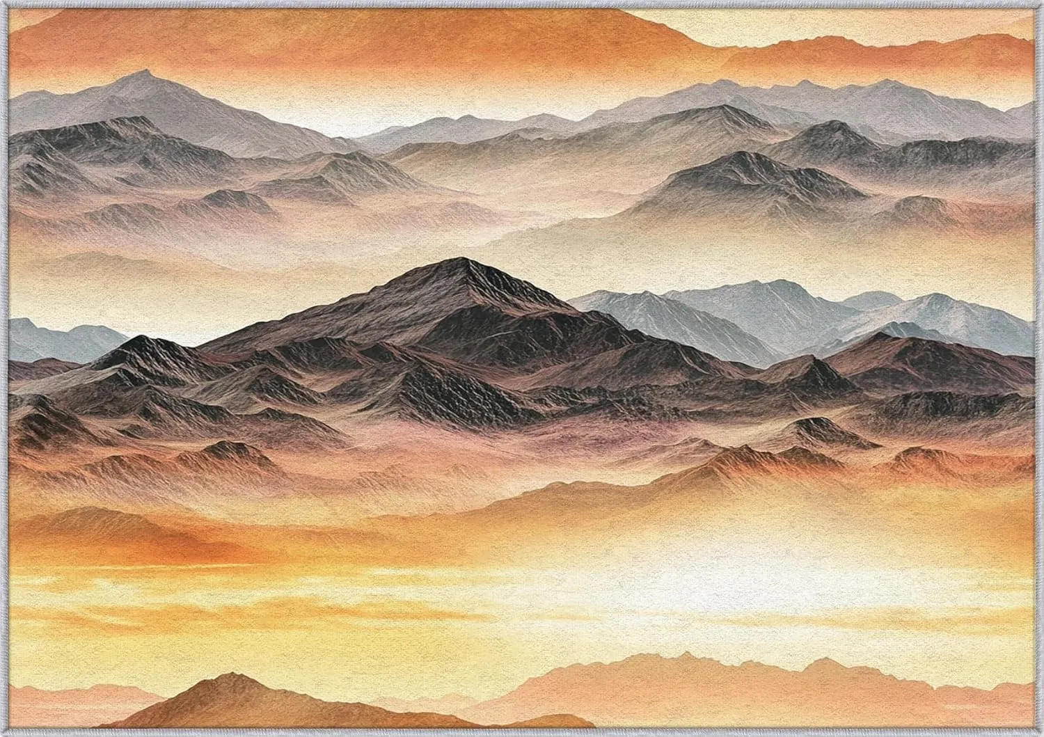 Abstract Mountain Rug 7x9, Nature Scenic Mountains Area Rug Washable, Art Landscape Rugs for Living Room, Bedroom, Mountain Pattern Carpet Home Decor, Non Slip