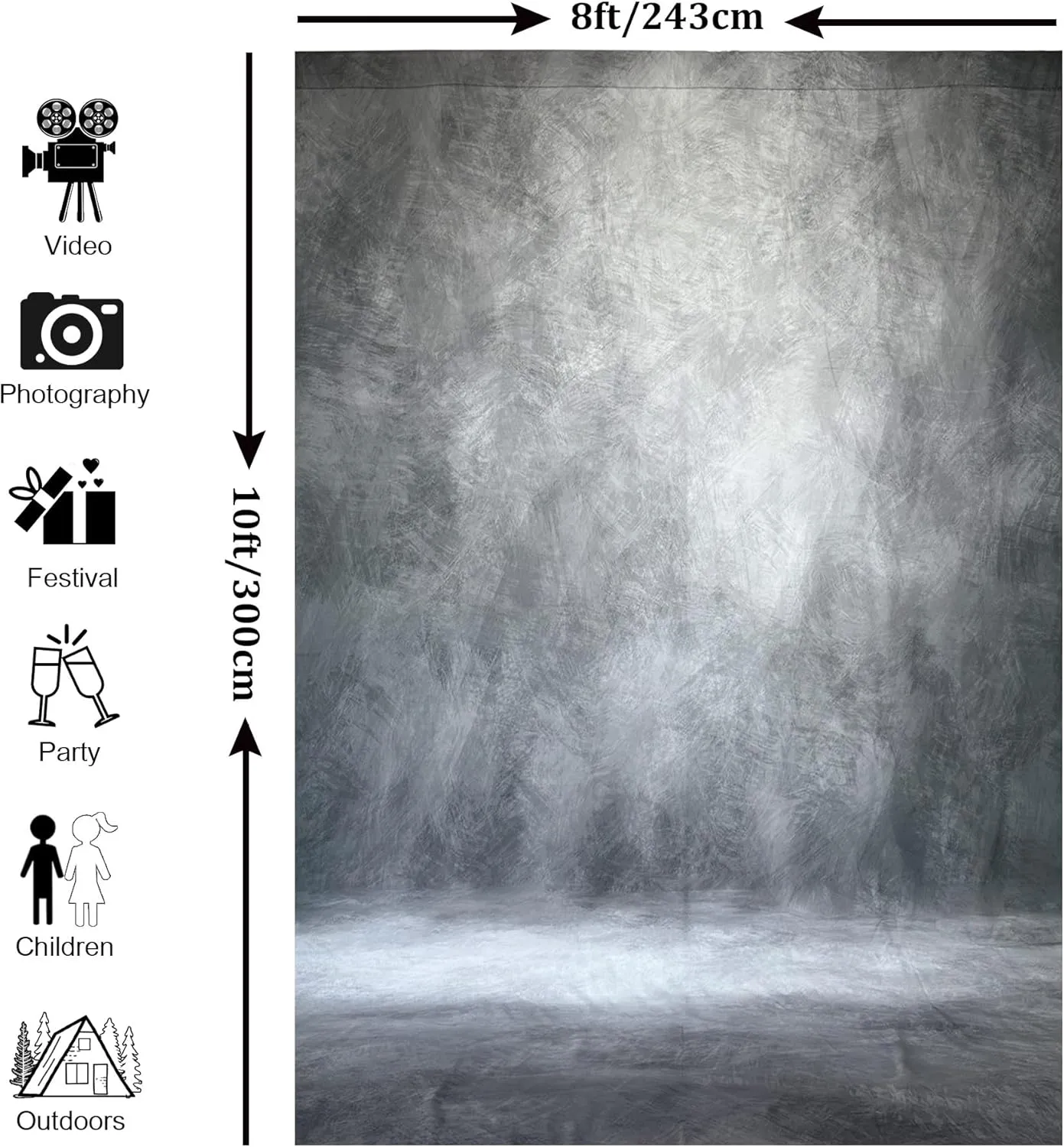 Abstract Professional Photography Backdrop for Portrait Photo Props Booth Background Photoshoot Studio with Ployester Fabric Roller Pocket on Top (8x10ft,Grey)