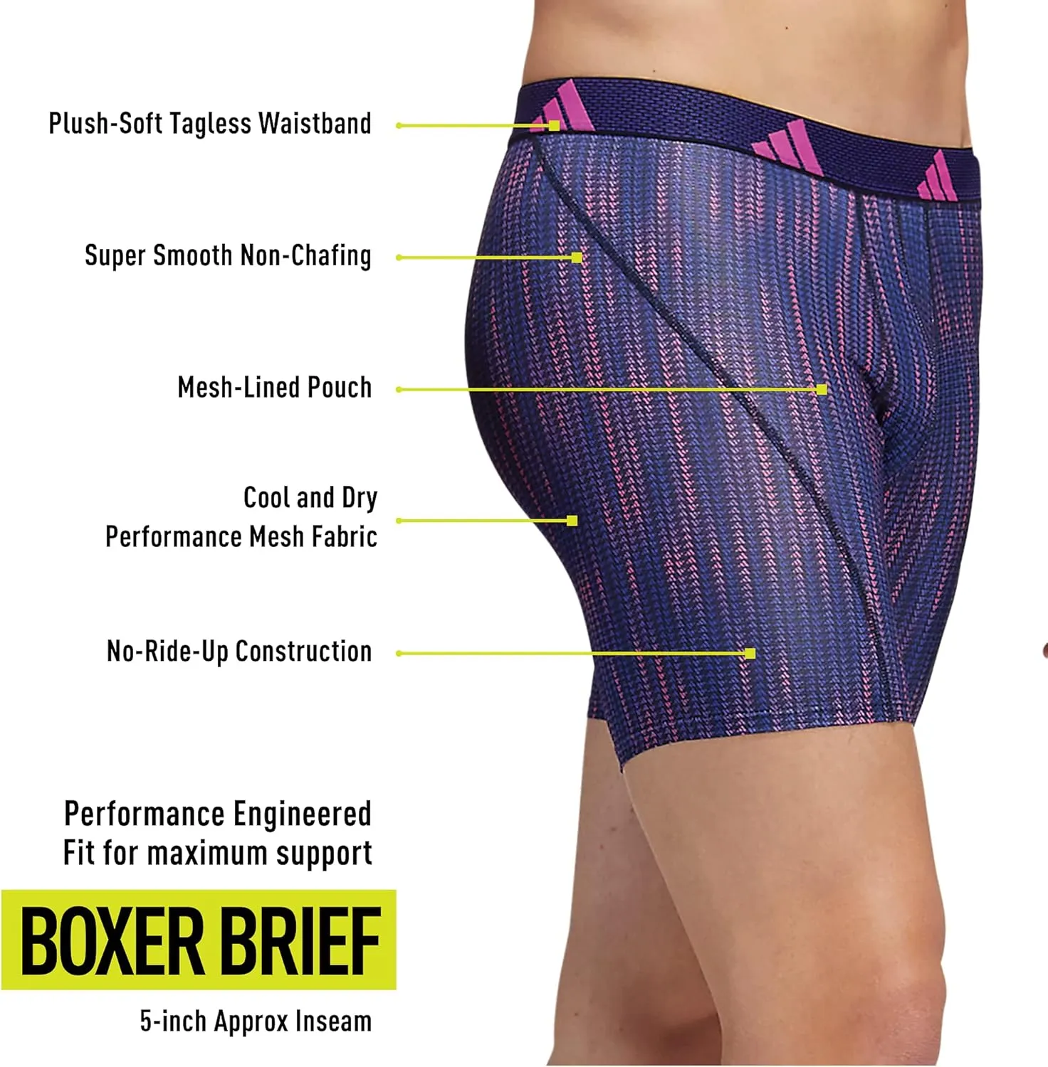 adidas Men's Sport Performance Mesh Boxer Brief Underwear (3-Pack)