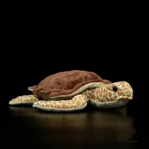 Adorable Tortoiseshell Turtle Plush Toy, Brown 11" Realistic and Fun Marine Reptile Plush Plush Stuffed Super Soft Throw Pillow Decorative Educational Gift for Kids Suitable for All Ages and Occasions