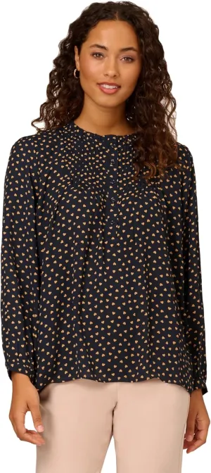 Adrianna Papell Women's Pintuck Button Down Blouse