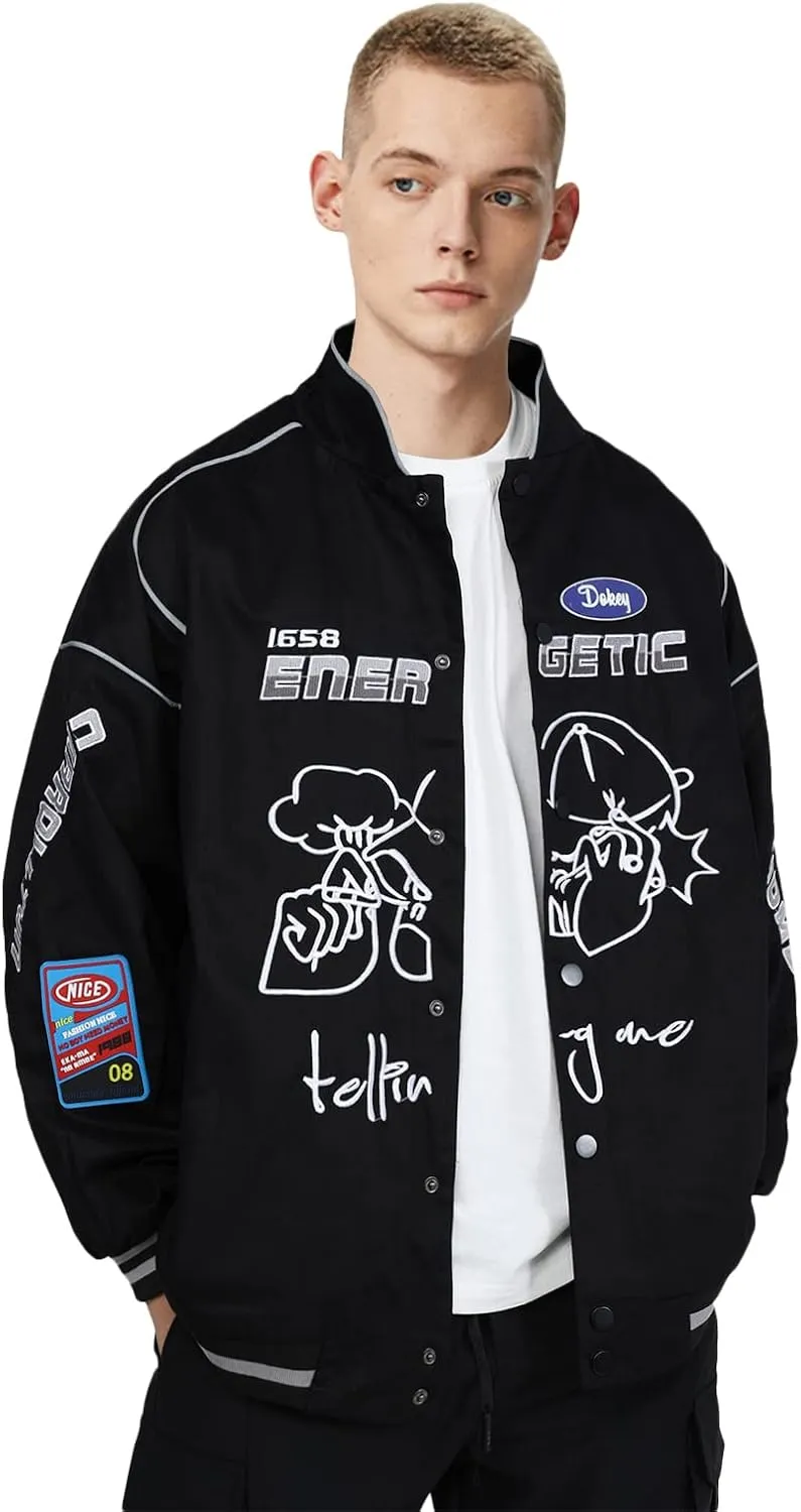 Aelfric Eden Mens Baseball Jackets Varsity Retro Casual Coats Unisex Outwear Tops Streetwear