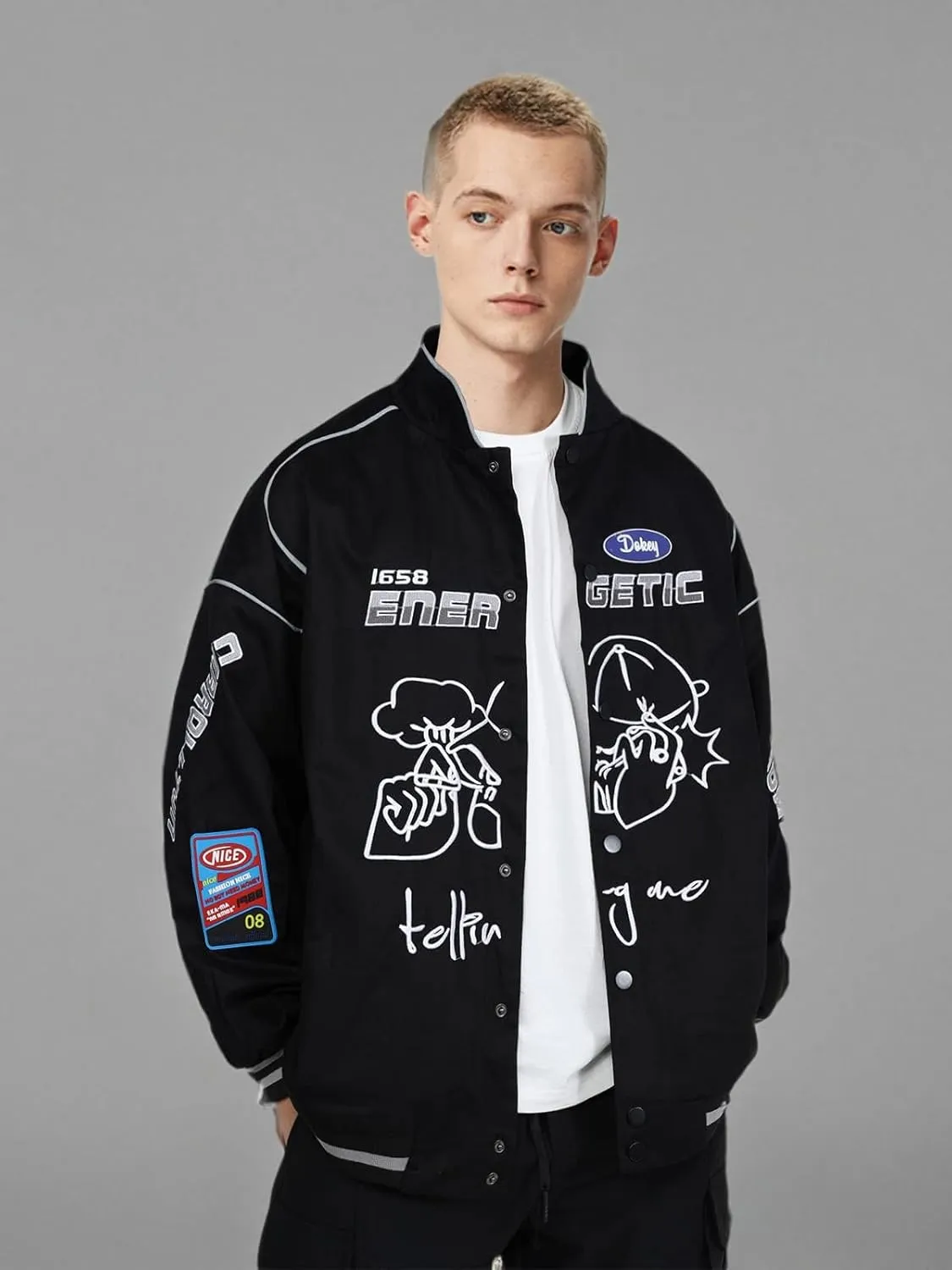 Aelfric Eden Mens Baseball Jackets Varsity Retro Casual Coats Unisex Outwear Tops Streetwear