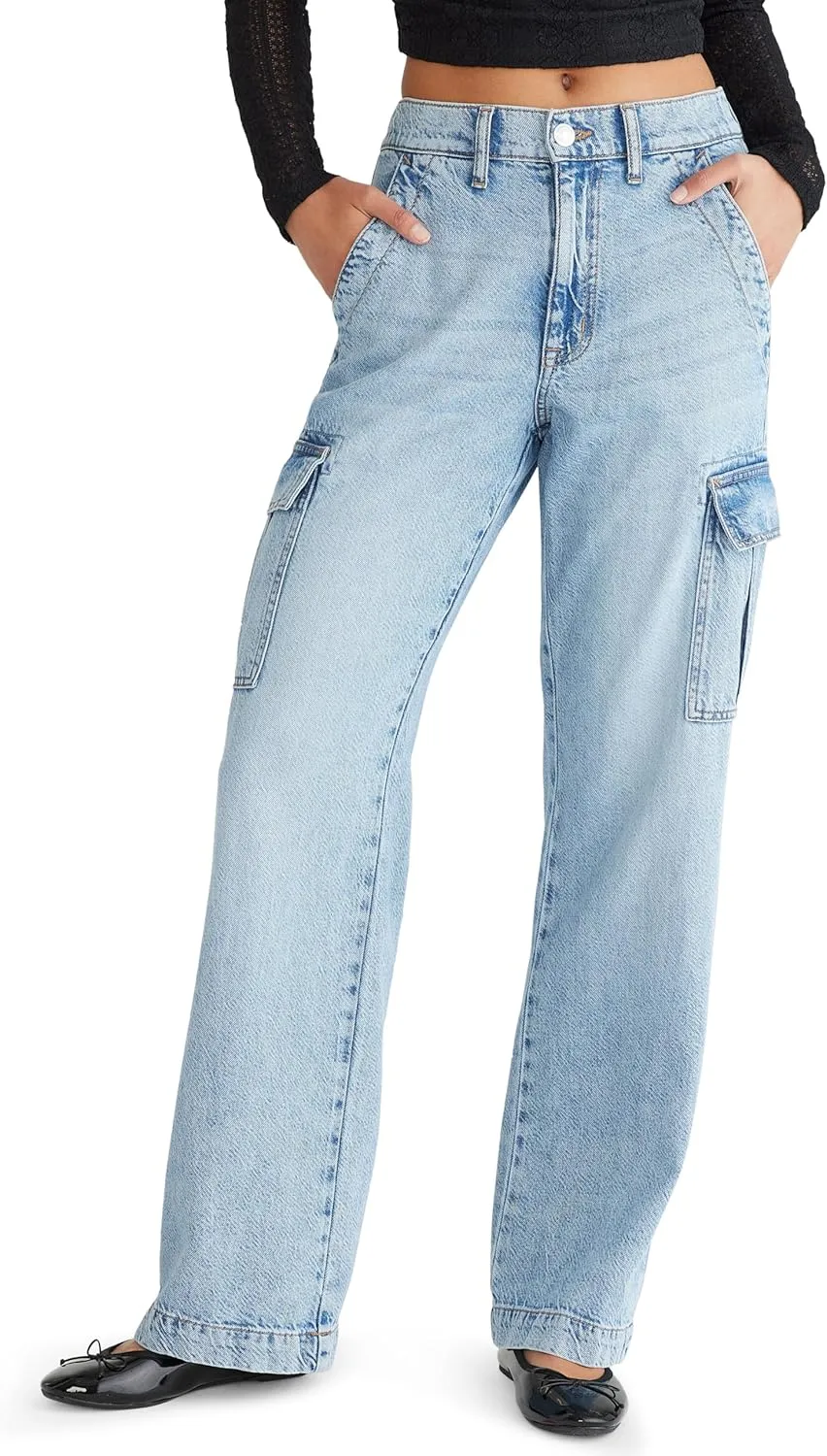 AEROPOSTALE Women's High Rise Wide Leg Cargo Jeans