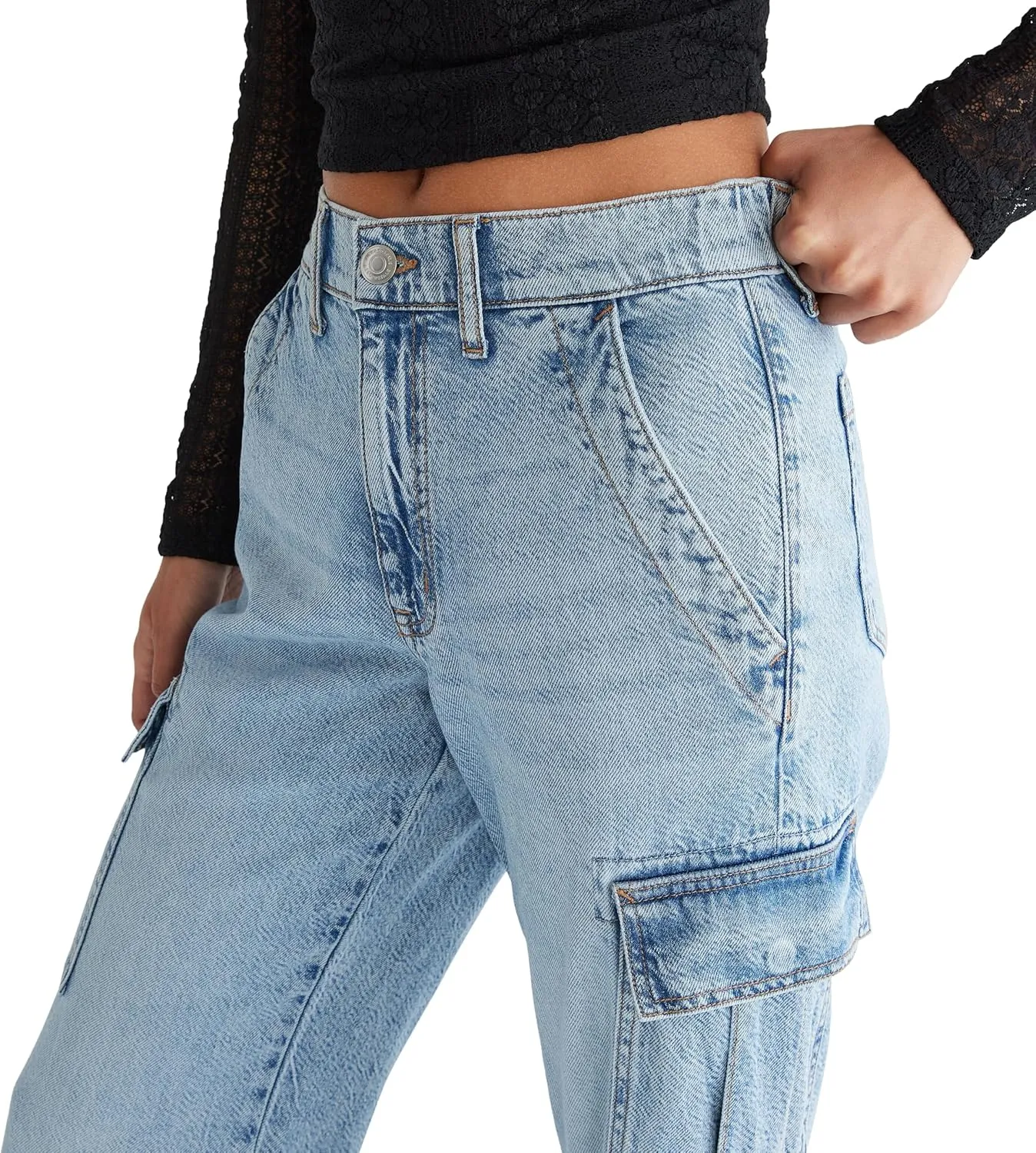 AEROPOSTALE Women's High Rise Wide Leg Cargo Jeans