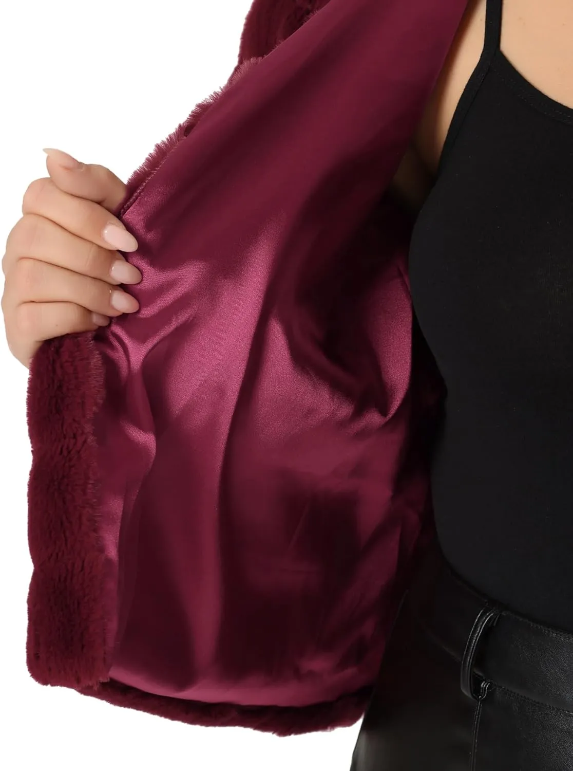 Agnes Orinda Plus Size Faux Fur Jacket for Women Open Front Collarless Wedding Formal Cropped Faux Fur Winter Jackets