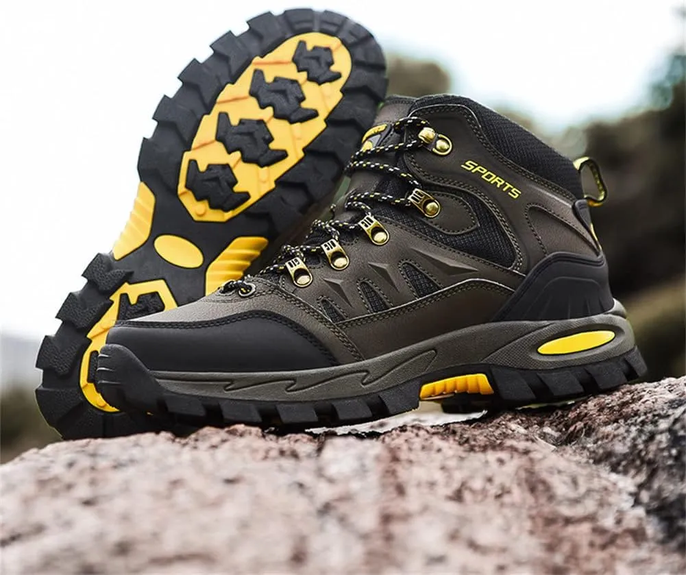 ailishabroy Men's Outdoor Kihing Shoes Lightweight Work Ankle Boots Mid-Top Outdoor Backpacking Camping Shock-Absorbing Shoes for Men