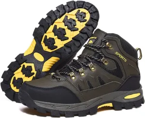 ailishabroy Men's Outdoor Kihing Shoes Lightweight Work Ankle Boots Mid-Top Outdoor Backpacking Camping Shock-Absorbing Shoes for Men